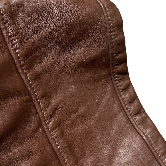 Vintage Bates of California Brown Leather Satin Lined Straight Pants Womens 28 - Picture 10 of 15